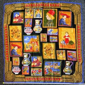 VTG ACUTE Silk Square Scarf Paintings known artists Abstract square